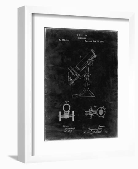 PP132- Black Grunge Antique Microscope Patent Poster-Cole Borders-Framed Giclee Print