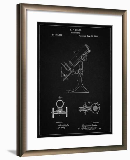 PP132- Vintage Black Antique Microscope Patent Poster-Cole Borders-Framed Giclee Print