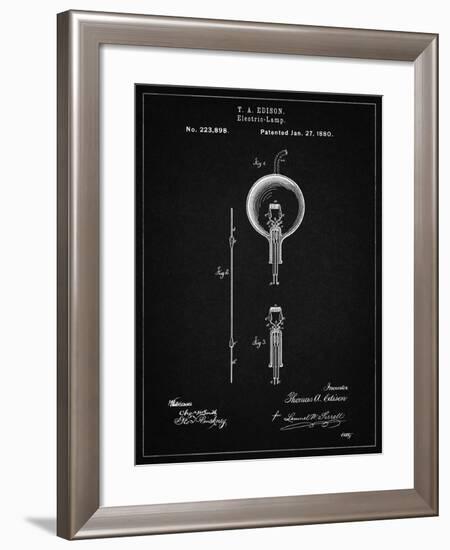 PP133- Vintage Black Thomas Edison Light Bulb Poster-Cole Borders-Framed Giclee Print