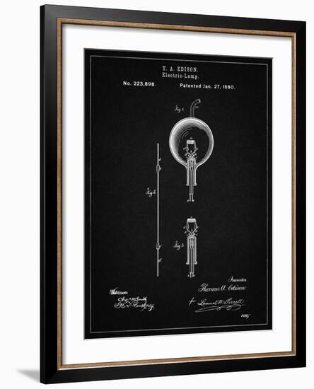 PP133- Vintage Black Thomas Edison Light Bulb Poster-Cole Borders-Framed Giclee Print