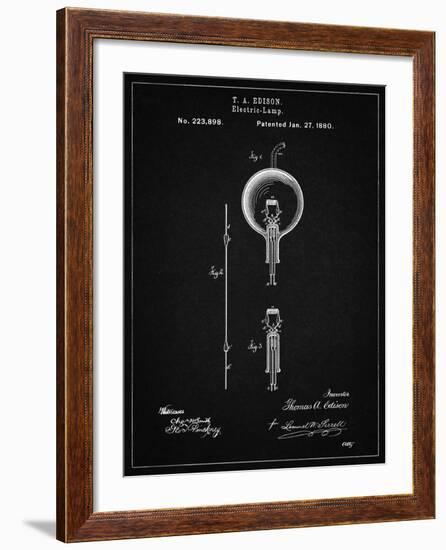 PP133- Vintage Black Thomas Edison Light Bulb Poster-Cole Borders-Framed Giclee Print