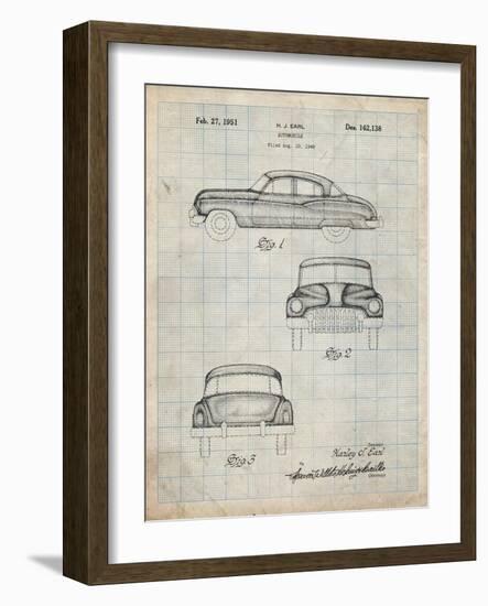 PP134- Antique Grid Parchment Buick Super 1949 Car Patent Poster-Cole Borders-Framed Giclee Print