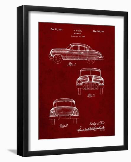 PP134- Burgundy Buick Super 1949 Car Patent Poster-Cole Borders-Framed Giclee Print