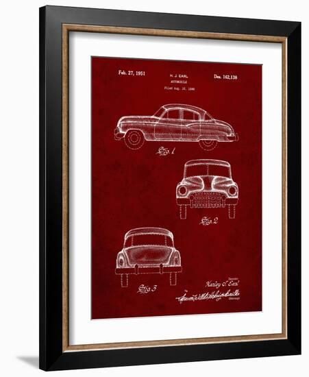 PP134- Burgundy Buick Super 1949 Car Patent Poster-Cole Borders-Framed Giclee Print