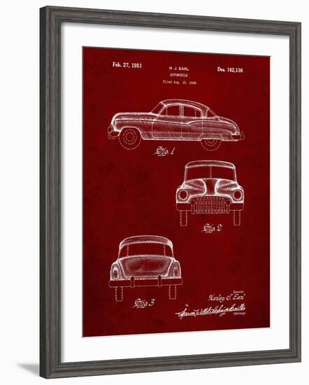 PP134- Burgundy Buick Super 1949 Car Patent Poster-Cole Borders-Framed Giclee Print