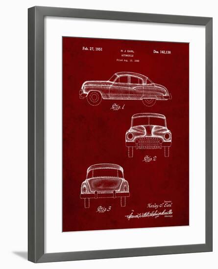 PP134- Burgundy Buick Super 1949 Car Patent Poster-Cole Borders-Framed Giclee Print
