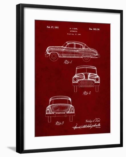 PP134- Burgundy Buick Super 1949 Car Patent Poster-Cole Borders-Framed Giclee Print