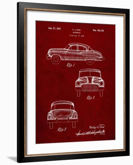 PP134- Burgundy Buick Super 1949 Car Patent Poster-Cole Borders-Framed Giclee Print