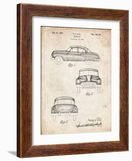 PP134- Vintage Parchment Buick Super 1949 Car Patent Poster-Cole Borders-Framed Giclee Print