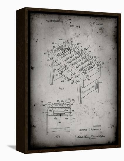 PP136- Faded Grey Foosball Game Patent Poster-Cole Borders-Framed Premier Image Canvas