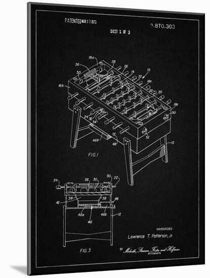 PP136- Vintage Black Foosball Game Patent Poster-Cole Borders-Mounted Giclee Print
