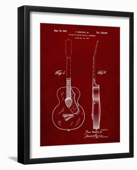 PP138- Burgundy Gretsch 6022 Rancher Guitar Patent Poster-Cole Borders-Framed Giclee Print