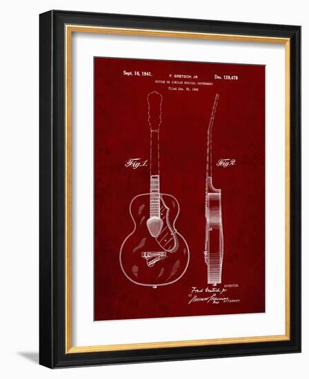 PP138- Burgundy Gretsch 6022 Rancher Guitar Patent Poster-Cole Borders-Framed Giclee Print