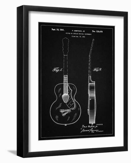 PP138- Vintage Black Gretsch 6022 Rancher Guitar Patent Poster-Cole Borders-Framed Giclee Print