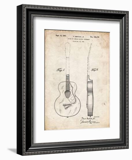 PP138- Vintage Parchment Gretsch 6022 Rancher Guitar Patent Poster-Cole Borders-Framed Giclee Print