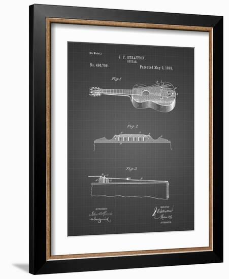 PP139- Black Grid Stratton & Son Acoustic Guitar Patent Poster-Cole Borders-Framed Giclee Print