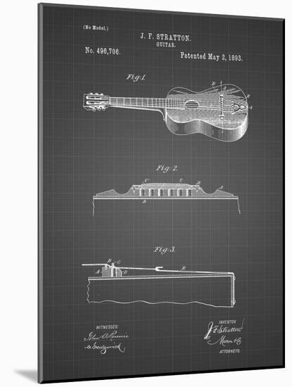 PP139- Black Grid Stratton & Son Acoustic Guitar Patent Poster-Cole Borders-Mounted Giclee Print