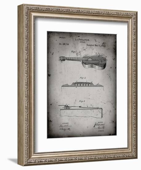 PP139- Faded Grey Stratton & Son Acoustic Guitar Patent Poster-Cole Borders-Framed Giclee Print