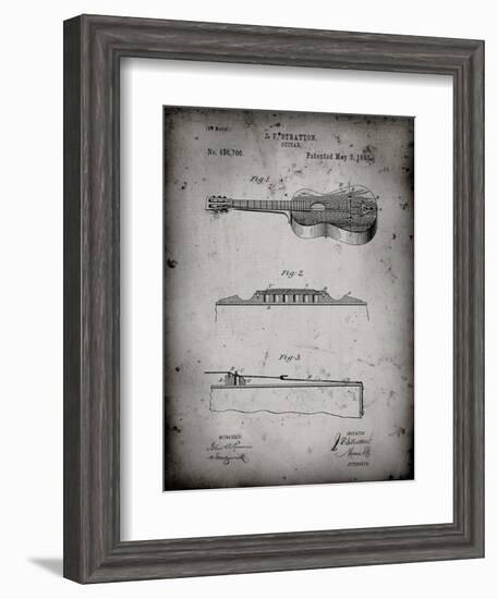 PP139- Faded Grey Stratton & Son Acoustic Guitar Patent Poster-Cole Borders-Framed Giclee Print