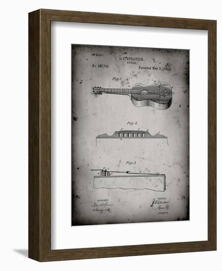 PP139- Faded Grey Stratton & Son Acoustic Guitar Patent Poster-Cole Borders-Framed Giclee Print