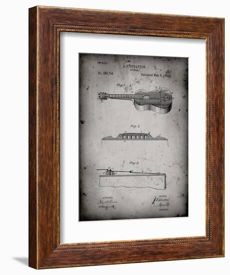 PP139- Faded Grey Stratton & Son Acoustic Guitar Patent Poster-Cole Borders-Framed Giclee Print