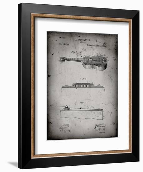 PP139- Faded Grey Stratton & Son Acoustic Guitar Patent Poster-Cole Borders-Framed Giclee Print