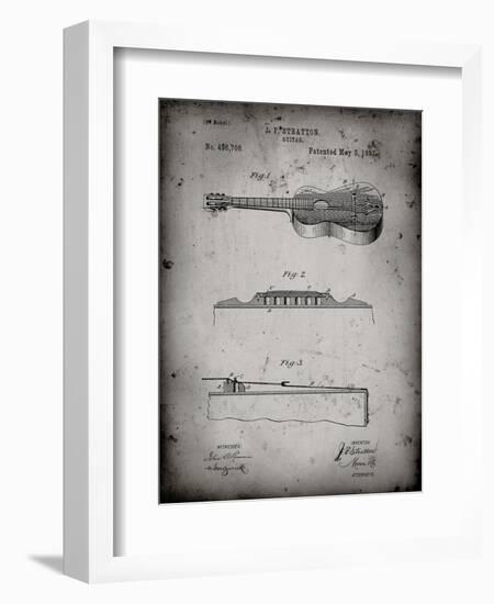 PP139- Faded Grey Stratton & Son Acoustic Guitar Patent Poster-Cole Borders-Framed Giclee Print