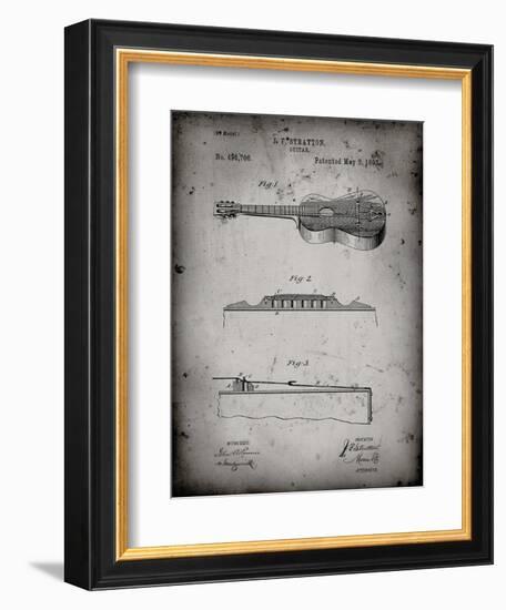PP139- Faded Grey Stratton & Son Acoustic Guitar Patent Poster-Cole Borders-Framed Giclee Print