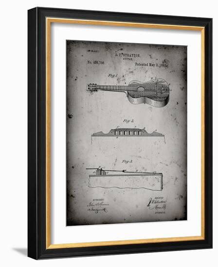 PP139- Faded Grey Stratton & Son Acoustic Guitar Patent Poster-Cole Borders-Framed Giclee Print