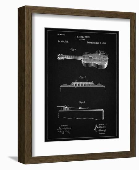 PP139- Vintage Black Stratton & Son Acoustic Guitar Patent Poster-Cole Borders-Framed Giclee Print