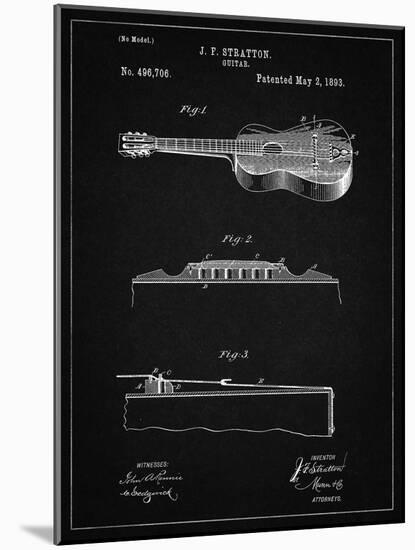 PP139- Vintage Black Stratton & Son Acoustic Guitar Patent Poster-Cole Borders-Mounted Giclee Print