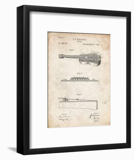 PP139- Vintage Parchment Stratton & Son Acoustic Guitar Patent Poster-Cole Borders-Framed Giclee Print