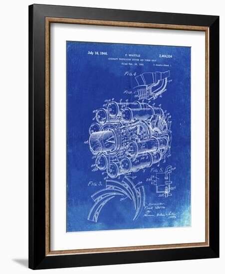 PP14 Faded Blueprint-Borders Cole-Framed Giclee Print