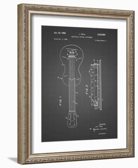 PP140- Black Grid Gibson Les Paul Guitar Patent Poster-Cole Borders-Framed Giclee Print