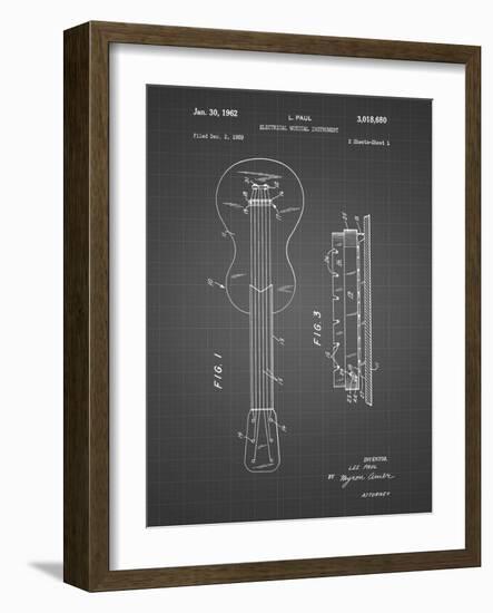 PP140- Black Grid Gibson Les Paul Guitar Patent Poster-Cole Borders-Framed Giclee Print