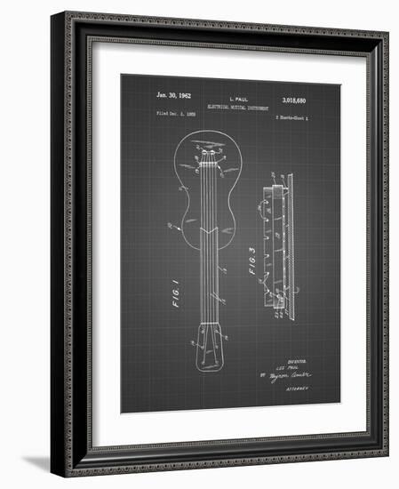 PP140- Black Grid Gibson Les Paul Guitar Patent Poster-Cole Borders-Framed Giclee Print