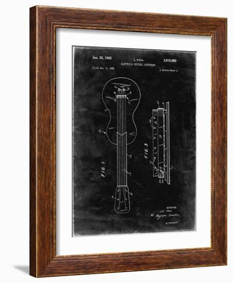 PP140- Black Grunge Gibson Les Paul Guitar Patent Poster-Cole Borders-Framed Giclee Print