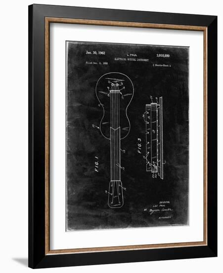 PP140- Black Grunge Gibson Les Paul Guitar Patent Poster-Cole Borders-Framed Giclee Print