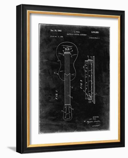 PP140- Black Grunge Gibson Les Paul Guitar Patent Poster-Cole Borders-Framed Giclee Print