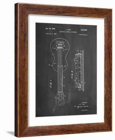 PP140- Chalkboard Gibson Les Paul Guitar Patent Poster-Cole Borders-Framed Giclee Print