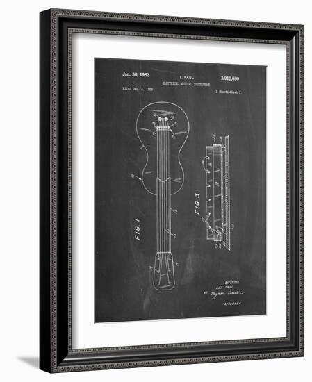 PP140- Chalkboard Gibson Les Paul Guitar Patent Poster-Cole Borders-Framed Giclee Print