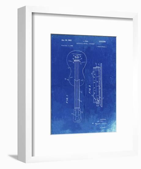 PP140- Faded Blueprint Gibson Les Paul Guitar Patent Poster-Cole Borders-Framed Giclee Print