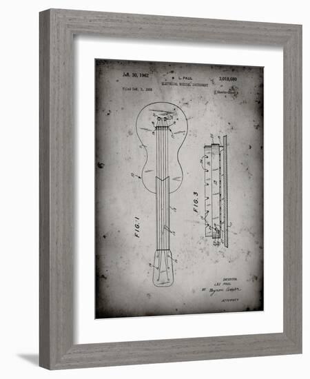 PP140- Faded Grey Gibson Les Paul Guitar Patent Poster-Cole Borders-Framed Giclee Print