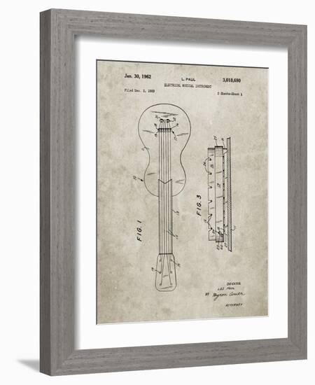 PP140- Sandstone Gibson Les Paul Guitar Patent Poster-Cole Borders-Framed Giclee Print