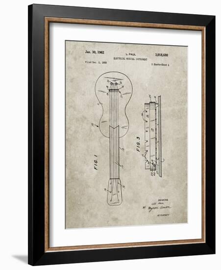 PP140- Sandstone Gibson Les Paul Guitar Patent Poster-Cole Borders-Framed Giclee Print