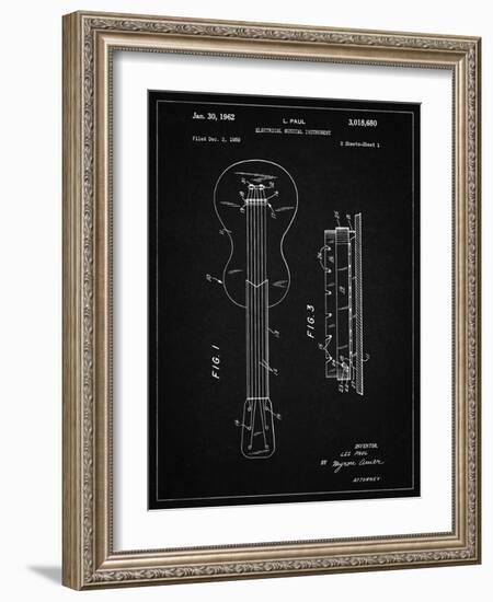 PP140- Vintage Black Gibson Les Paul Guitar Patent Poster-Cole Borders-Framed Giclee Print