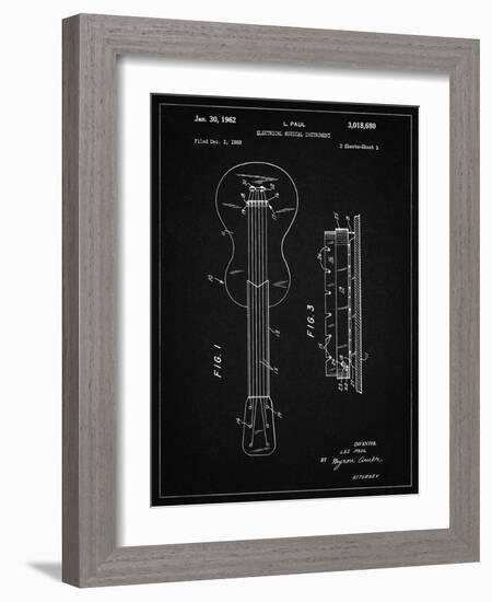 PP140- Vintage Black Gibson Les Paul Guitar Patent Poster-Cole Borders-Framed Giclee Print