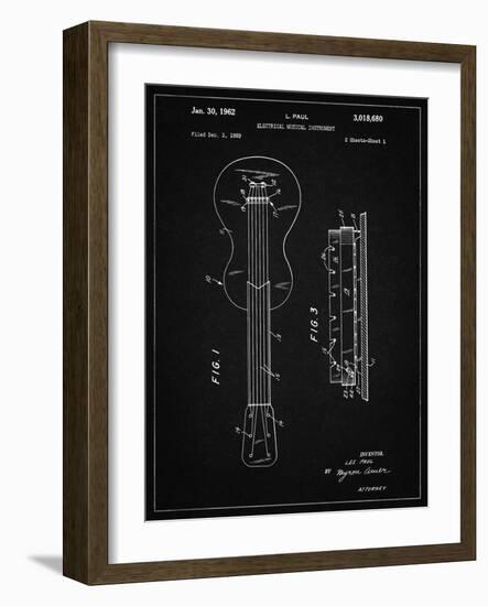 PP140- Vintage Black Gibson Les Paul Guitar Patent Poster-Cole Borders-Framed Giclee Print