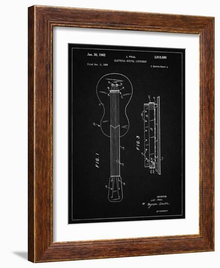 PP140- Vintage Black Gibson Les Paul Guitar Patent Poster-Cole Borders-Framed Giclee Print