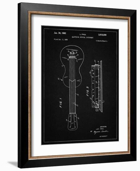 PP140- Vintage Black Gibson Les Paul Guitar Patent Poster-Cole Borders-Framed Giclee Print